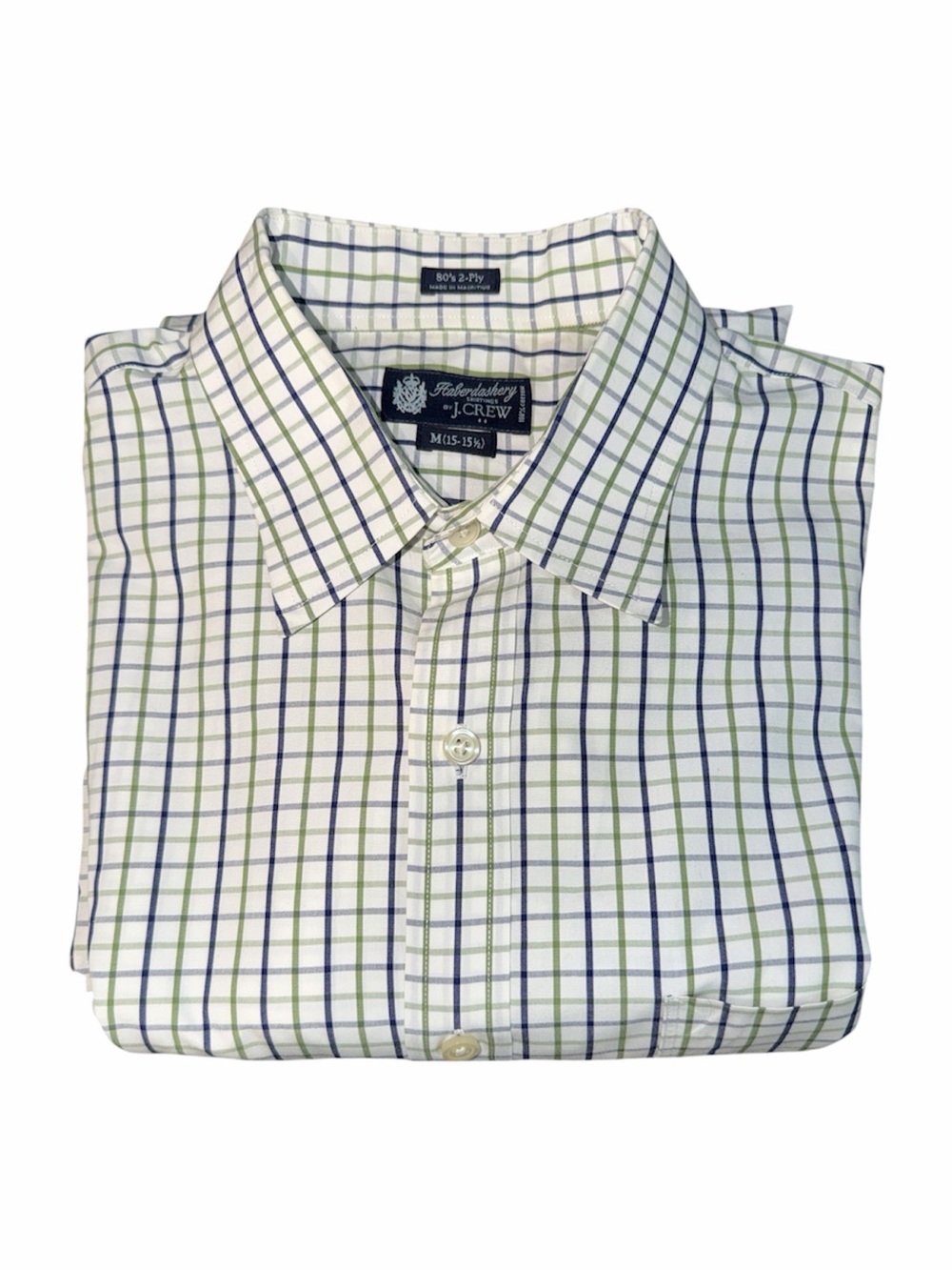 J.Crew Haberdashery Green, Navy, 80’s 2-Ply Check Shirt Size Medium